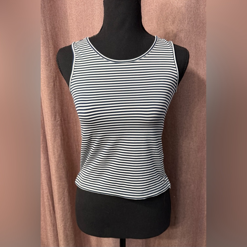 Vineyard Vines Navy White Striped Tank Top Sleeveless Blouse Size Medium - Picture 2 of 6
